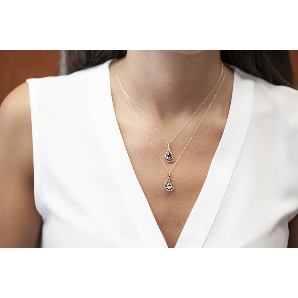 Damla Mavi Topaz Altın Kolye