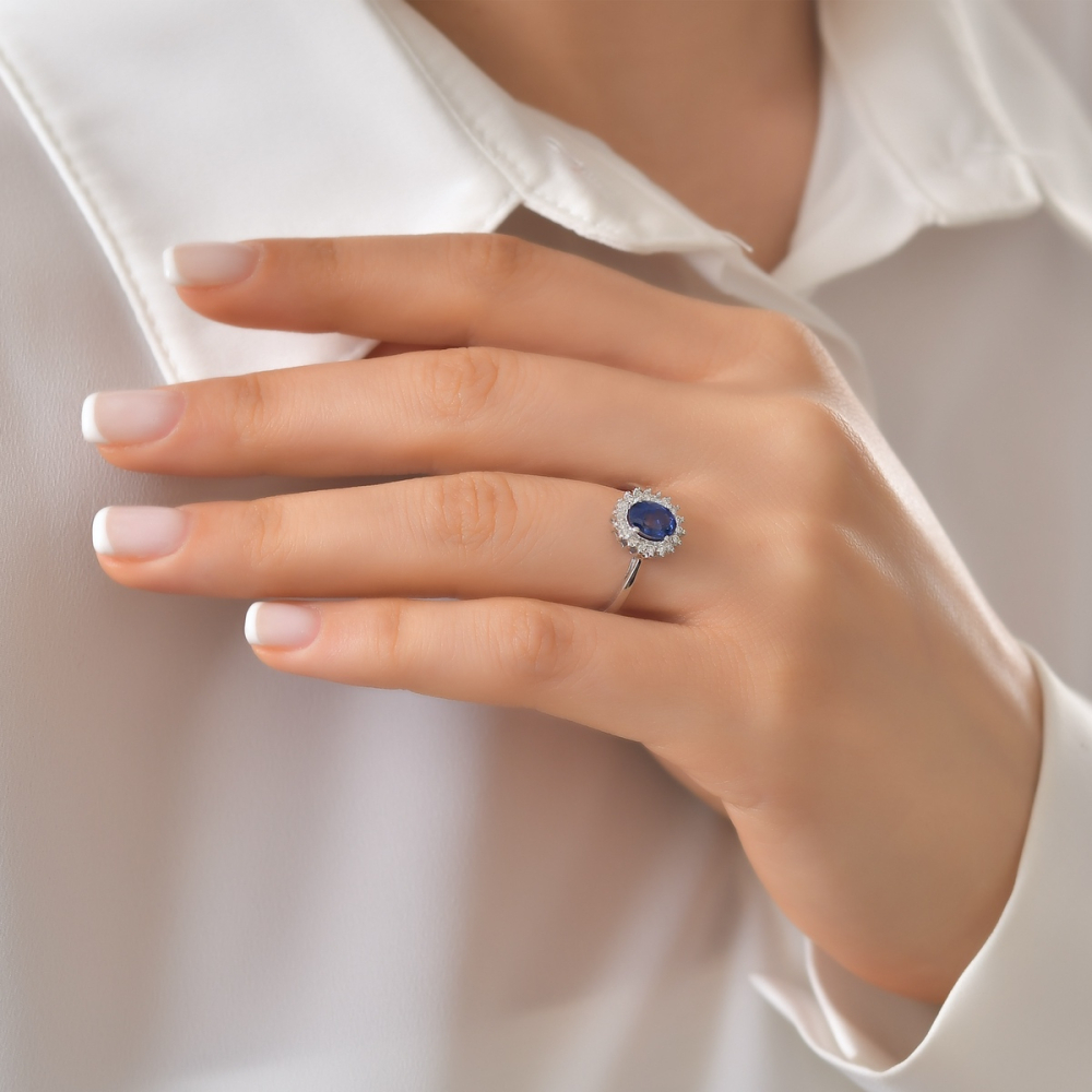 1.19 Karat Oval Safir Pırlanta Yüzük