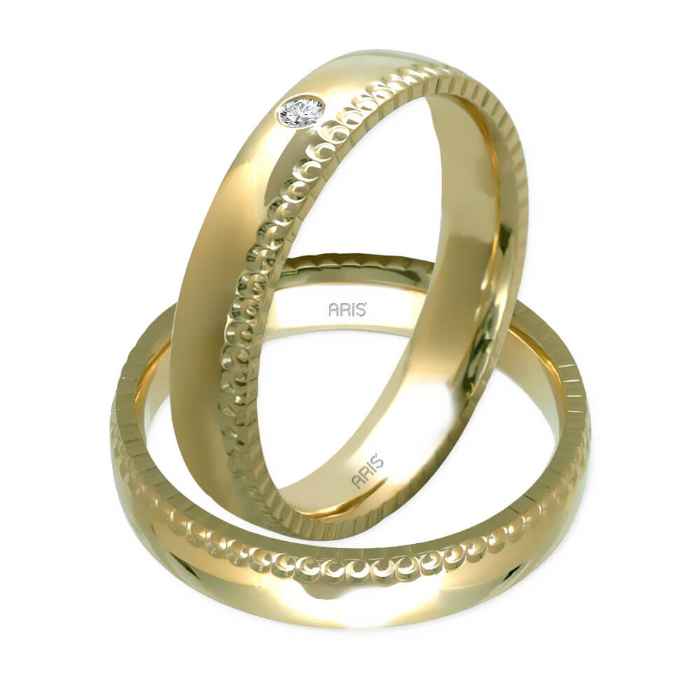 4mm Altın Lazer Desenli Söz / Nişan Yüzüğü Erkek Modeli