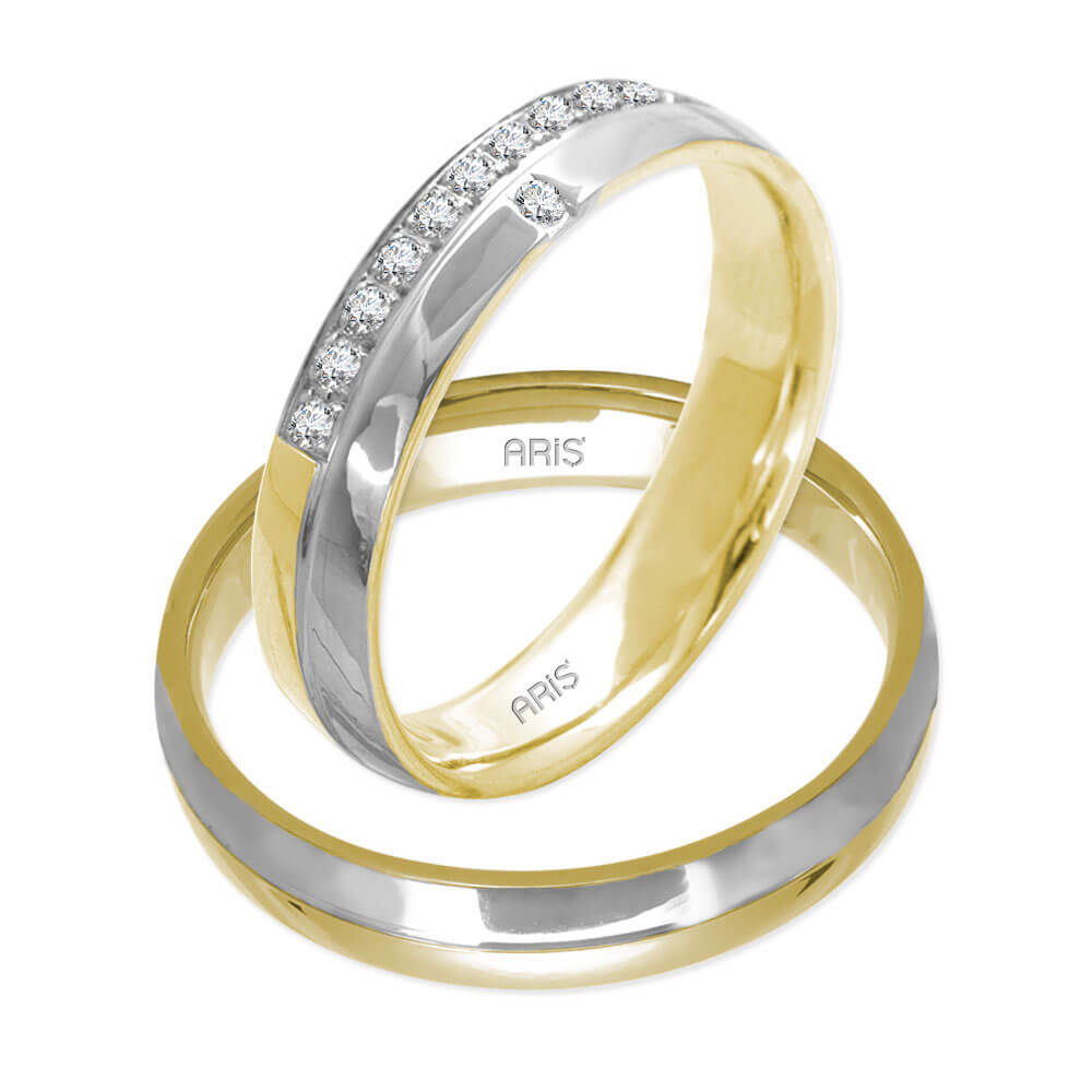Tektaş ve Yarım Tur Pırlantalı Alyans Yüzük Erkek Modeli