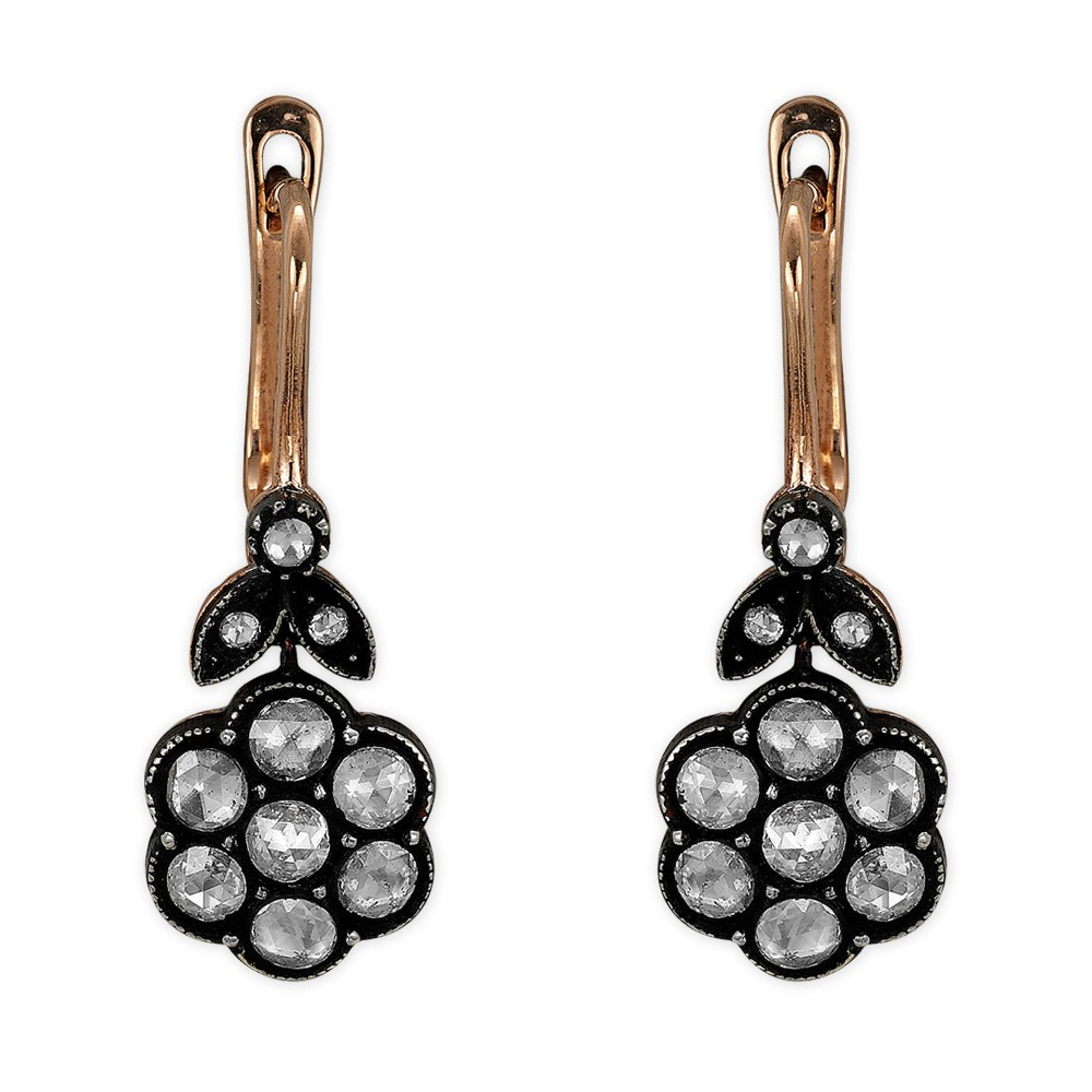 Elmas Gül Altın Küpe