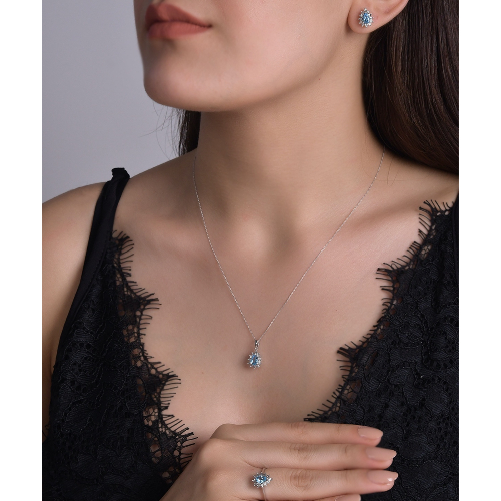 Damla Mavi Topaz Altın Kolye