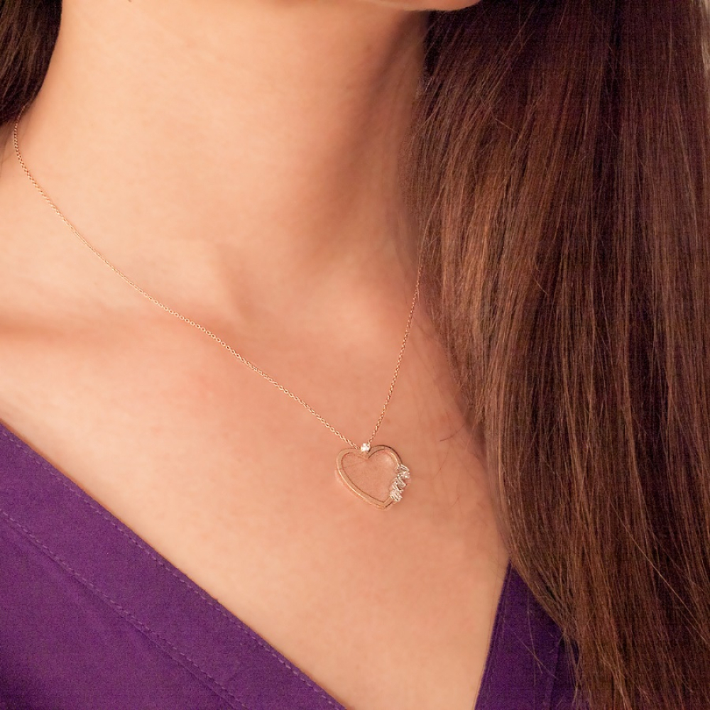 Baget Pırlantalı Kalp Kolye