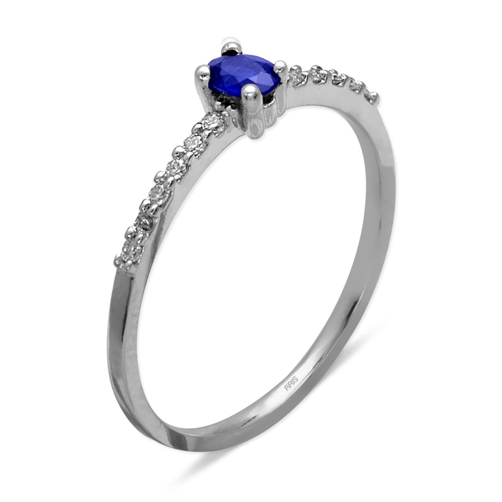 Pırlantalı Safir Taşlı Yüzük