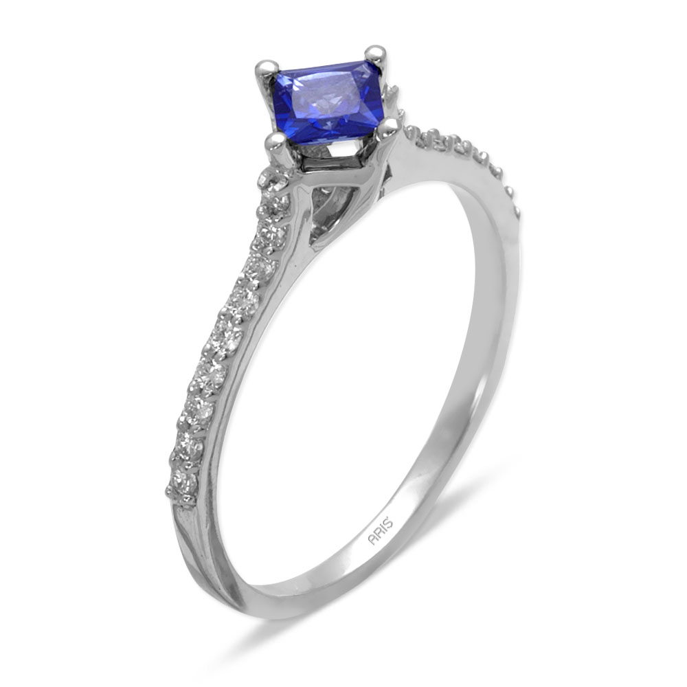 0.59 Karat Pırlanta Prenses Kesim Safir Yüzük
