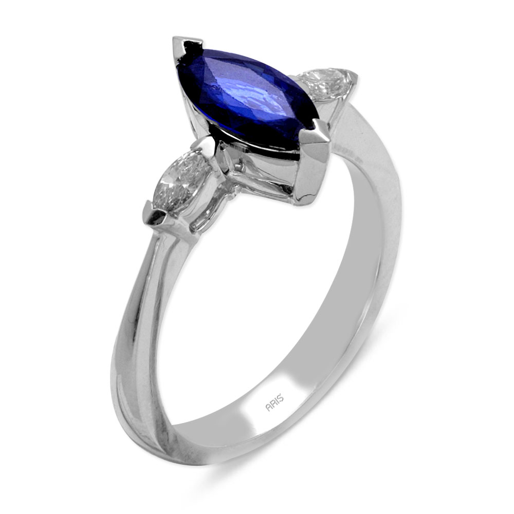 1.49 Karat Pırlanta Markiz Safir Yüzük