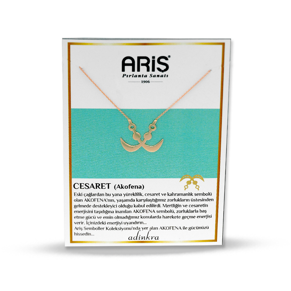 Cesaret Sembolü Adinkra Altın Kolye (Akofena)