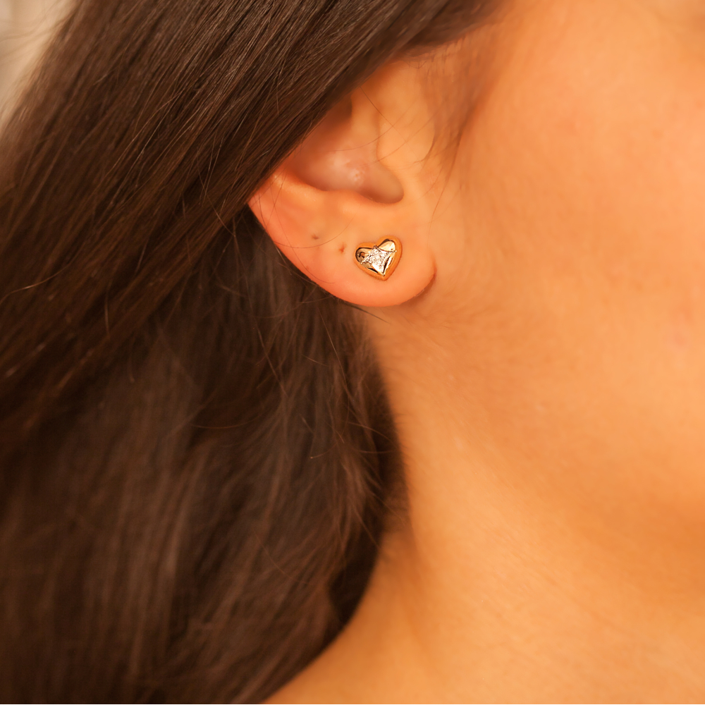 Pırlanta Kalpli Küpe