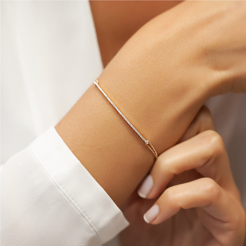 Kırmızı Altın Fantezi Pırlanta Bileklik