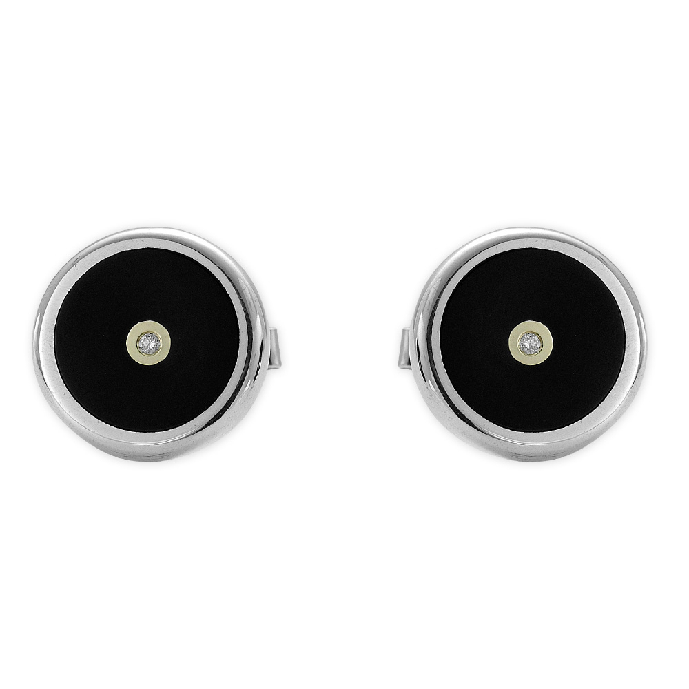 Pırlanta Kol Düğmesi Altın Gümüş