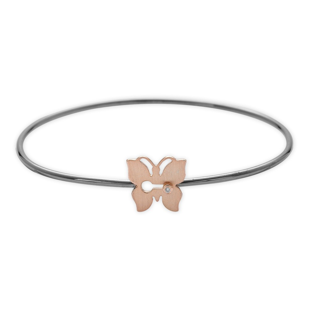 Kelebek Pırlanta Gümüş Bilezik