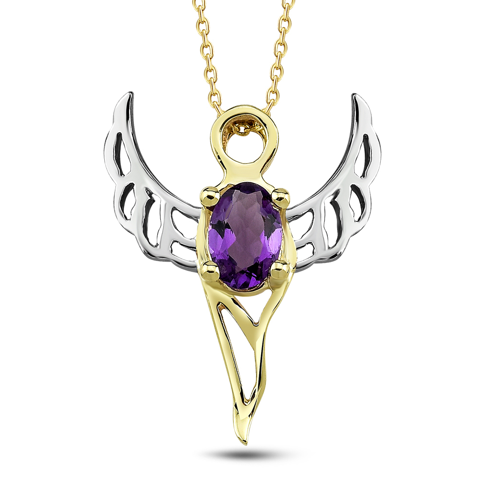 Bilgelik Meleği Ametist Altın Kolye (Zadkiel)