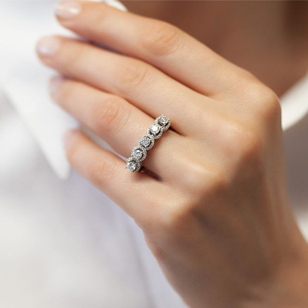 1.27 Karat Pırlanta 5 Taş Alyans