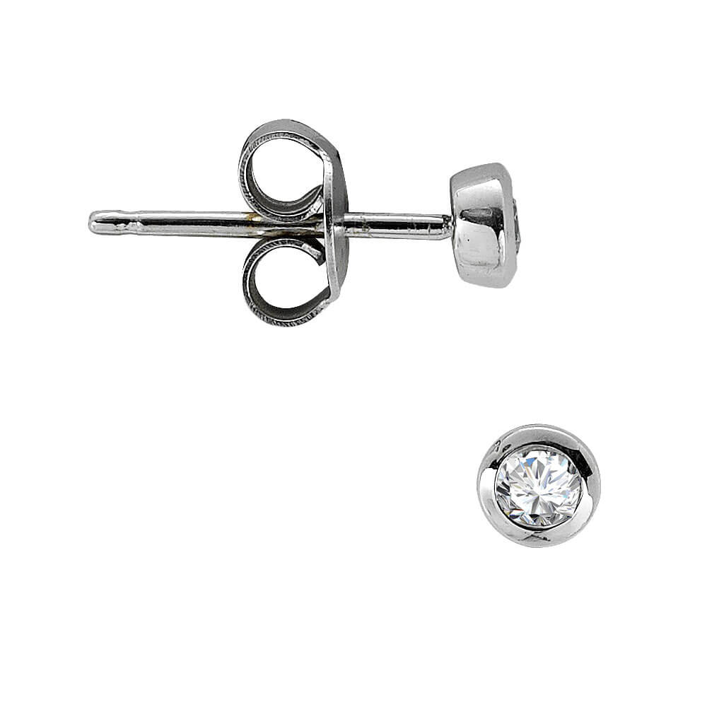 0.05 Ct. Pırlanta Tektaş Gümüş Erkek Küpesi (Tek Adet Fiyatıdır)