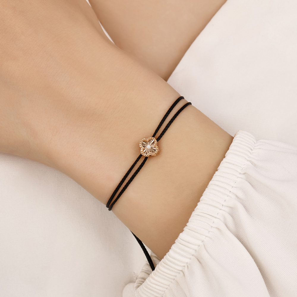 Yıldız Yonca Pırlanta İpli Bileklik