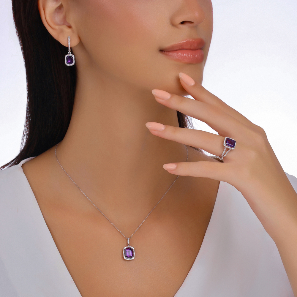 Ametist Pırlanta Kolye