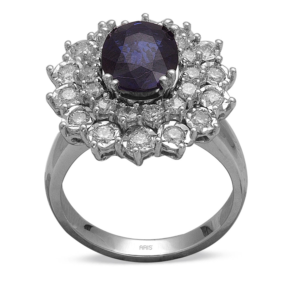 3.34 Karat Oval Kesim Safir Pırlanta Yüzük