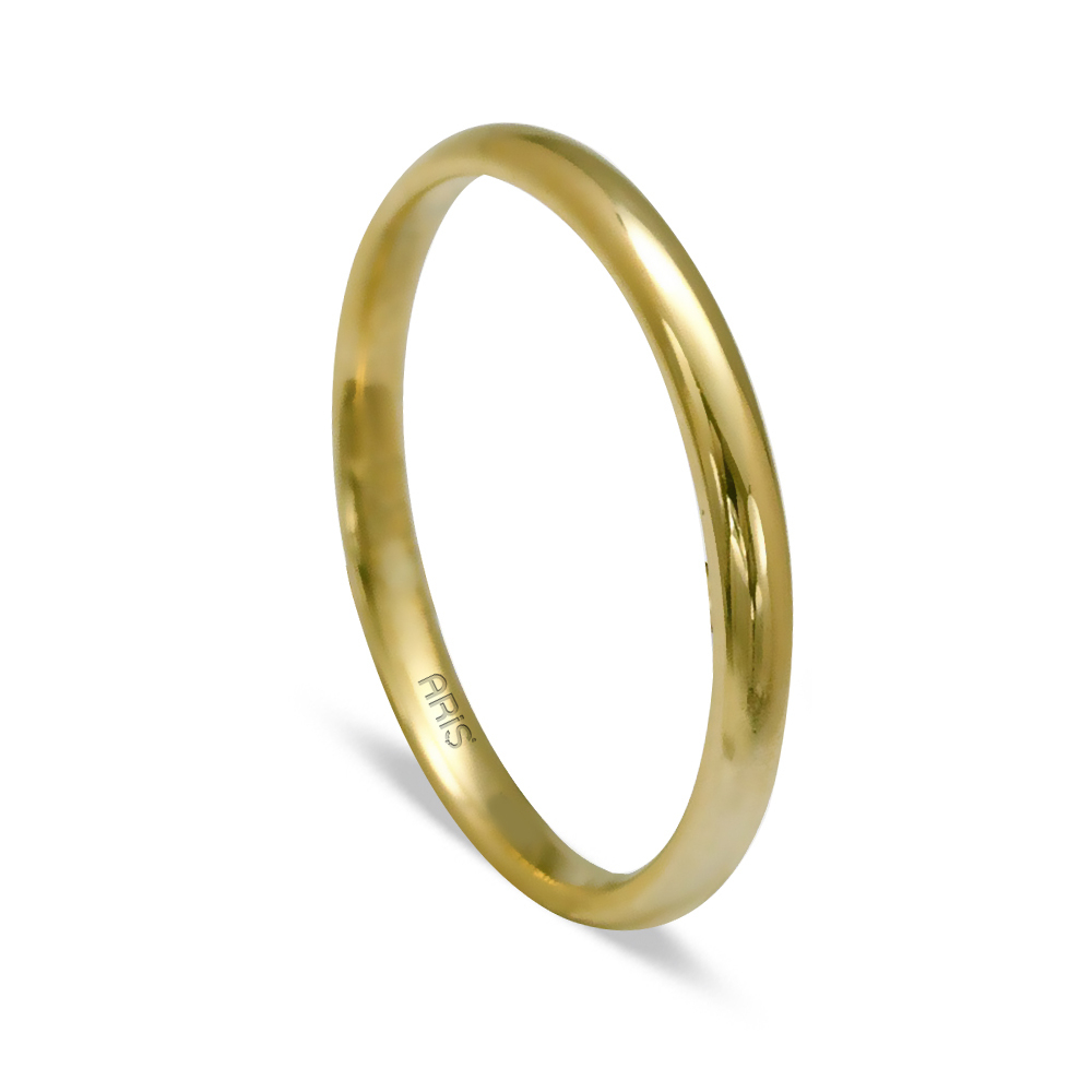 14 Ayar Altın Bombeli Altın Alyans (2 mm) Erkek Modeli