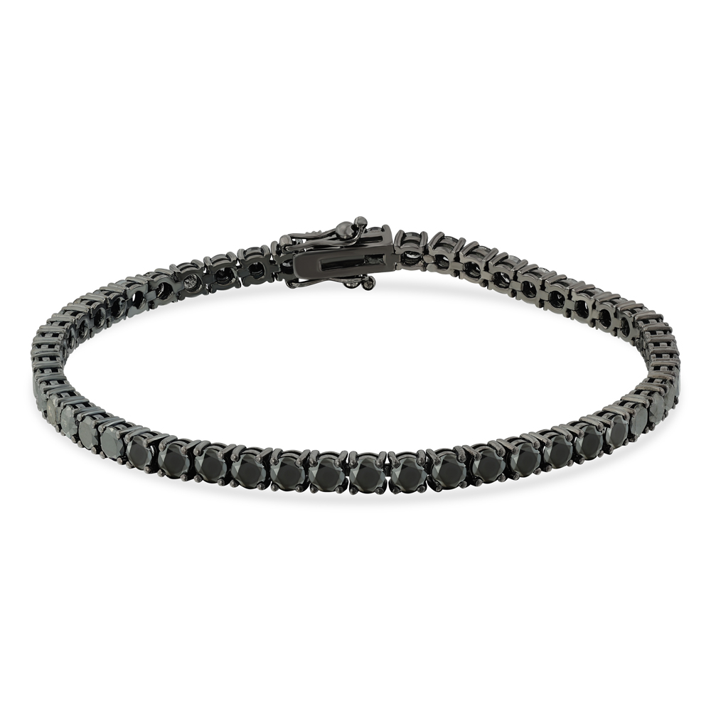 6.40 Karat Siyah Pırlanta Unisex Suyolu Bileklik