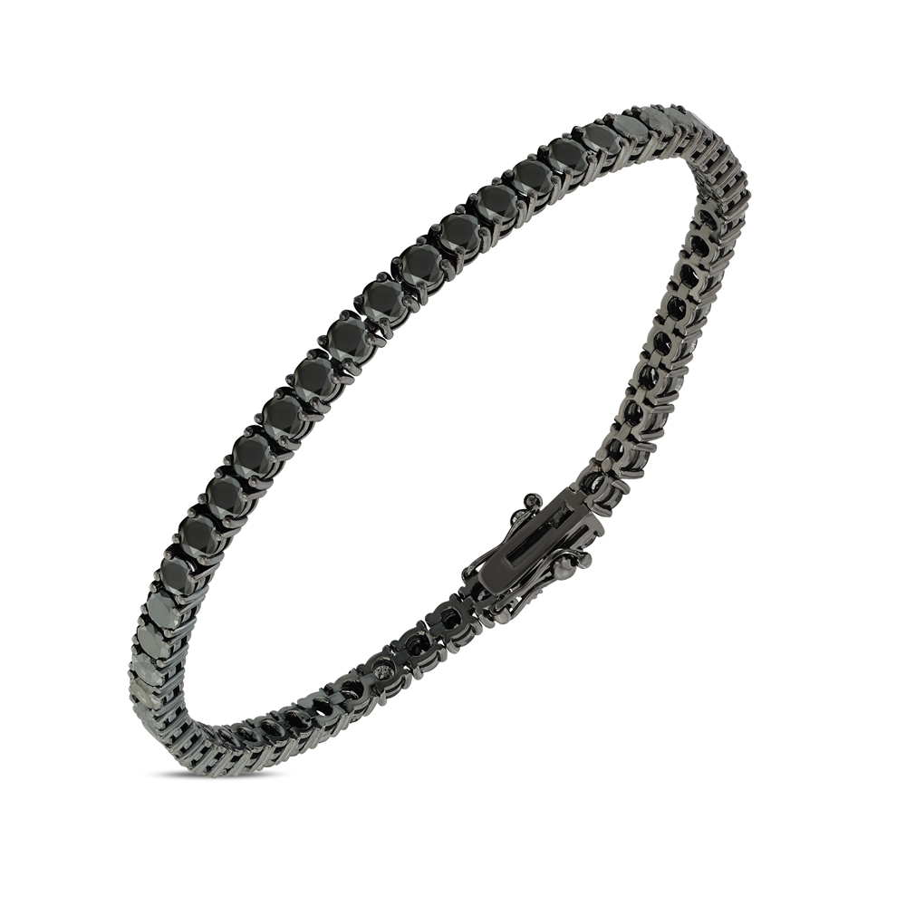6.40 Karat Siyah Pırlanta Unisex Suyolu Bileklik