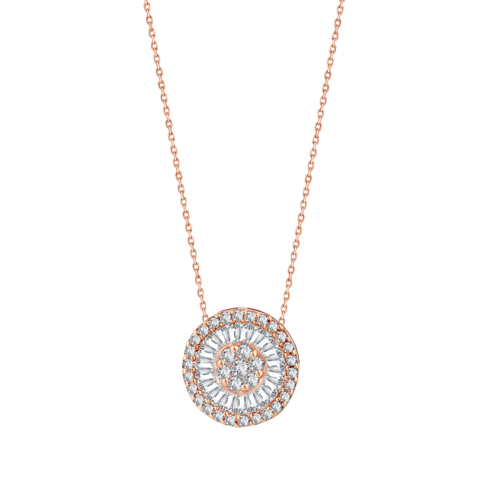 Yuvarlak Baget Pırlanta Kolye