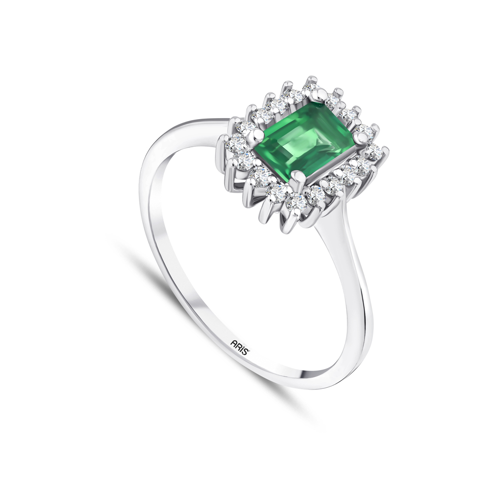 1.00 Karat Zümrüt Pırlanta Yüzük