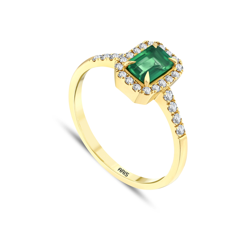 0.71 Karat Zümrüt Pırlanta Yüzük