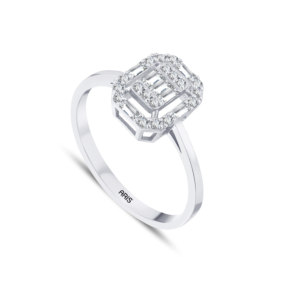 0.18 Karat Pırlanta Baget Yüzük