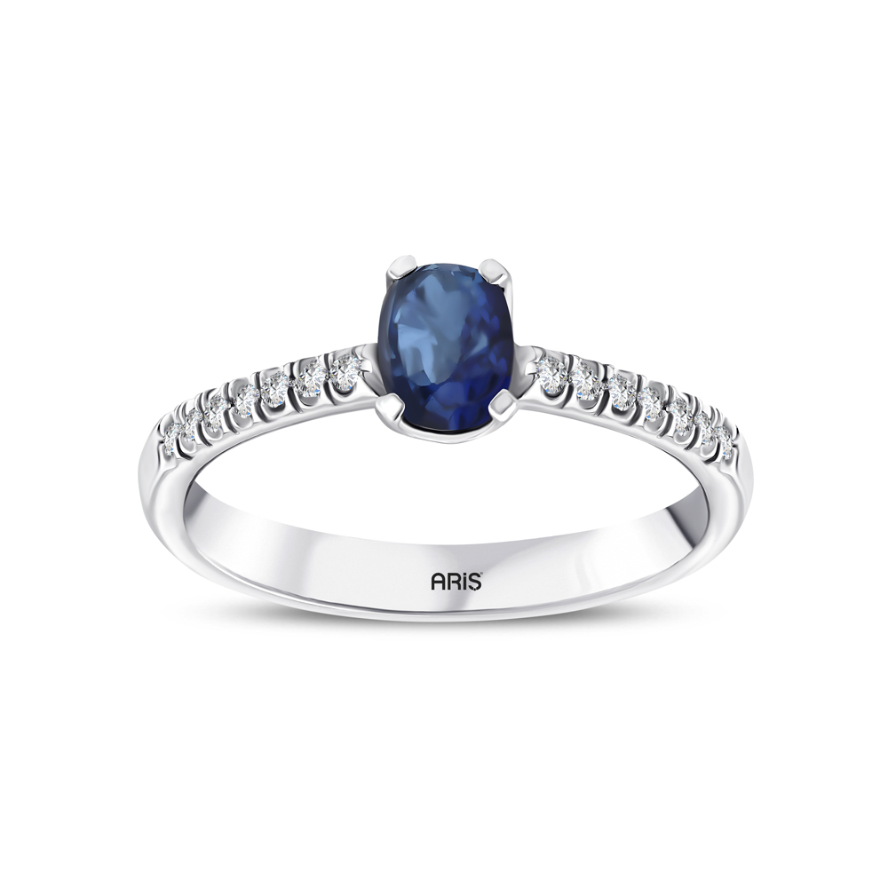 Oval Kesim Safir Pırlanta Yüzük