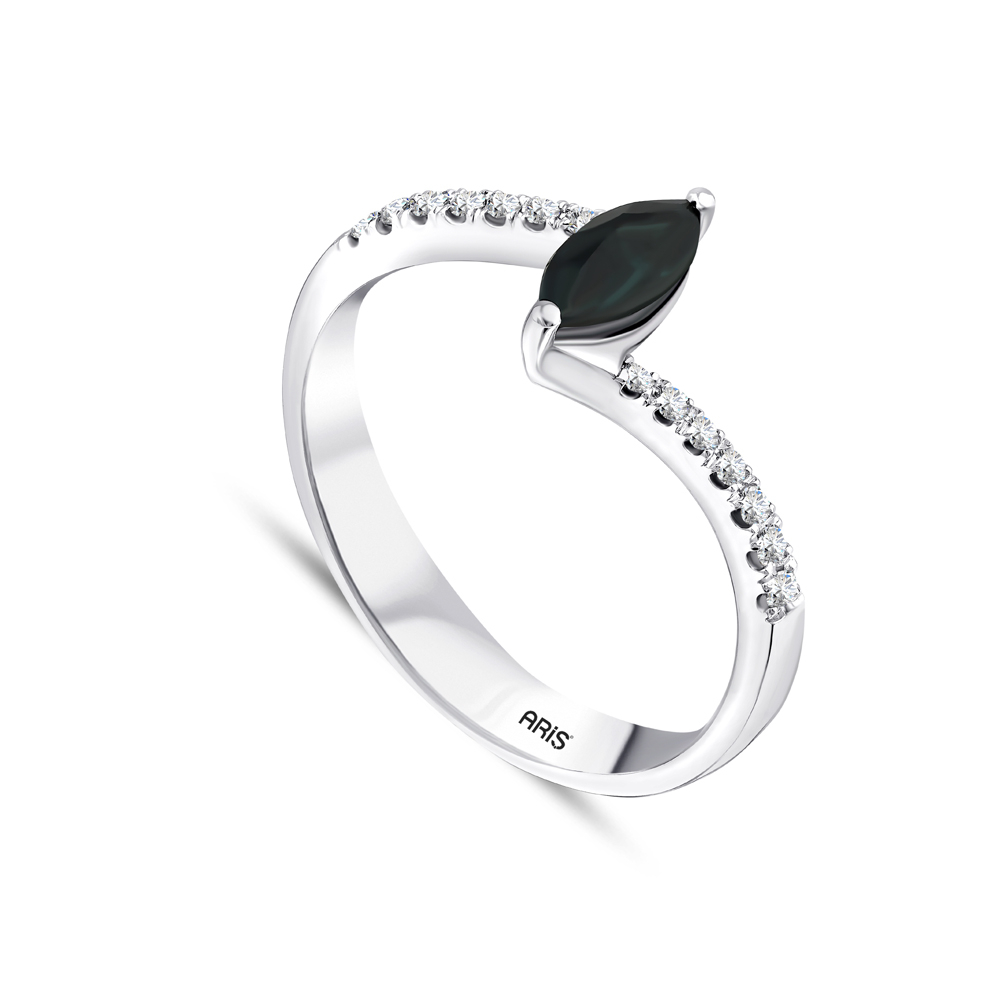 Markiz Kesim Safir Pırlanta Yüzük