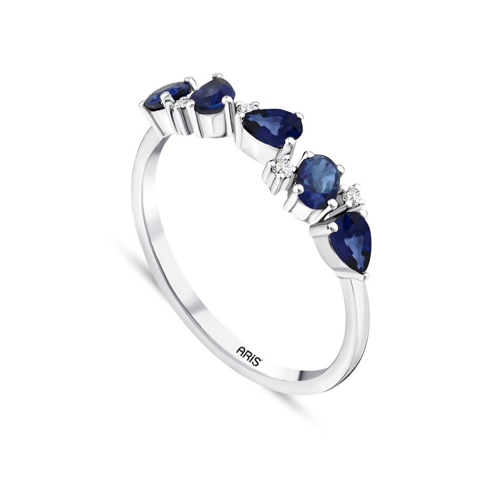 Yarımtur Safir Pırlanta Yüzük