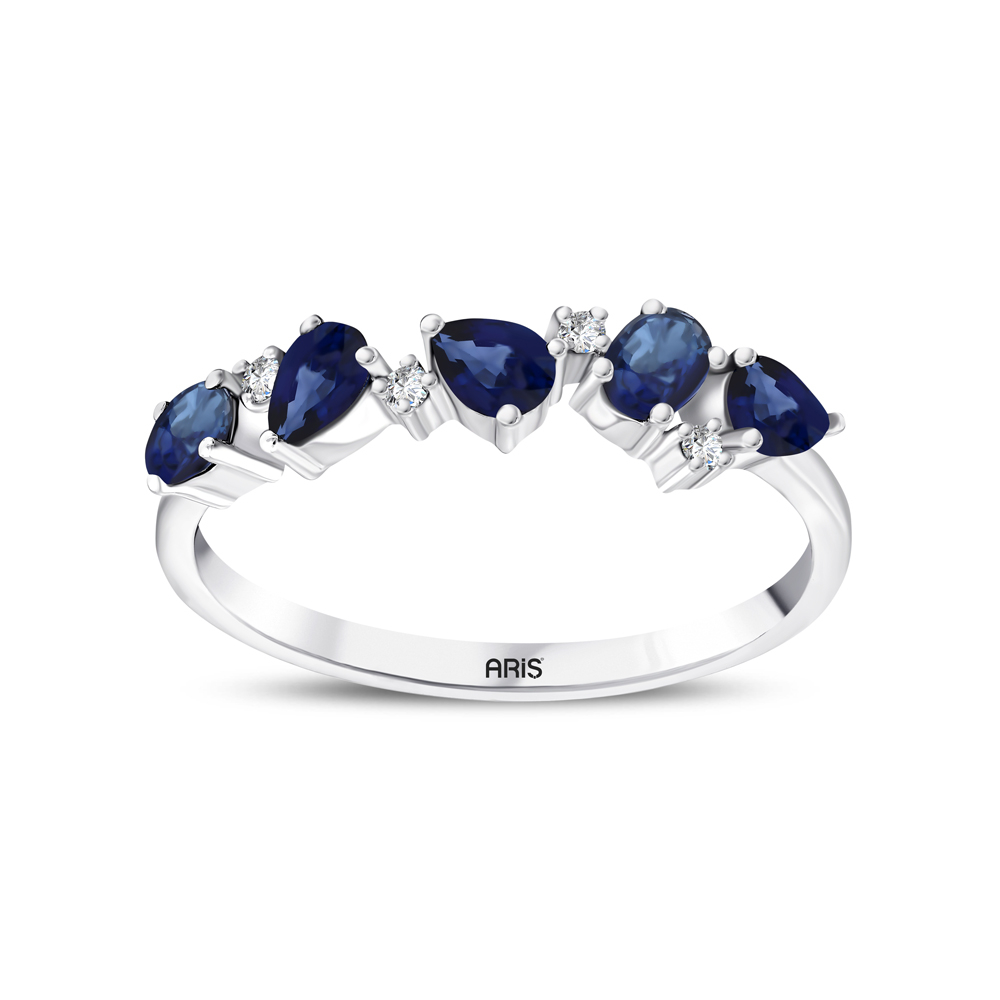 Yarımtur Safir Pırlanta Yüzük