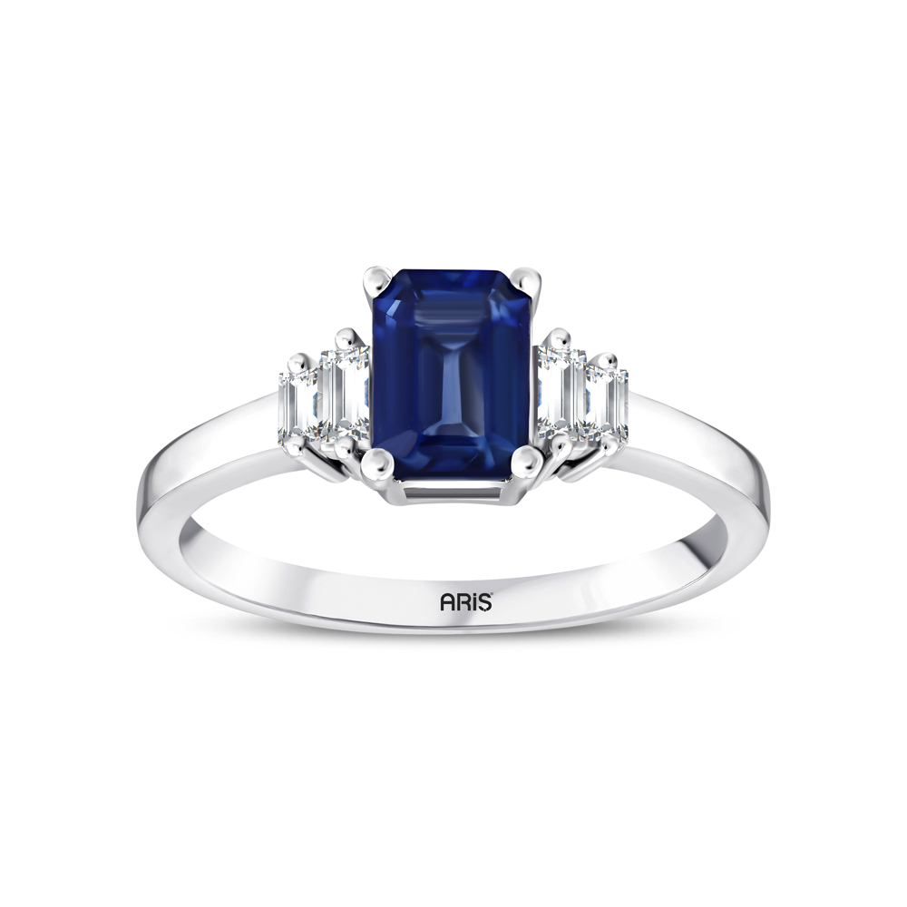 1.26 Karat Zümrüt Kesim Safir Pırlanta Yüzük