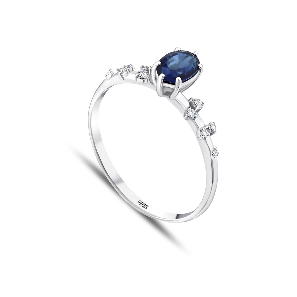 0.53 Karat Oval Safir Pırlanta Yüzük