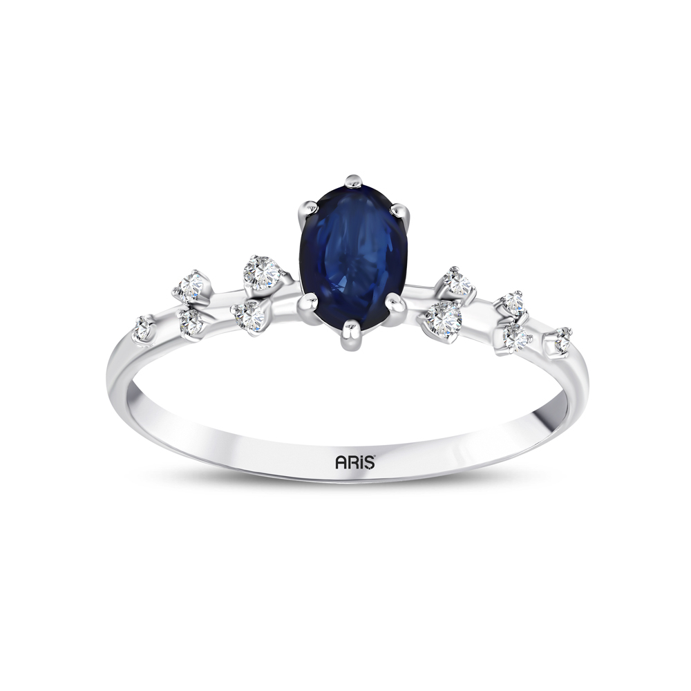 0.53 Karat Oval Safir Pırlanta Yüzük