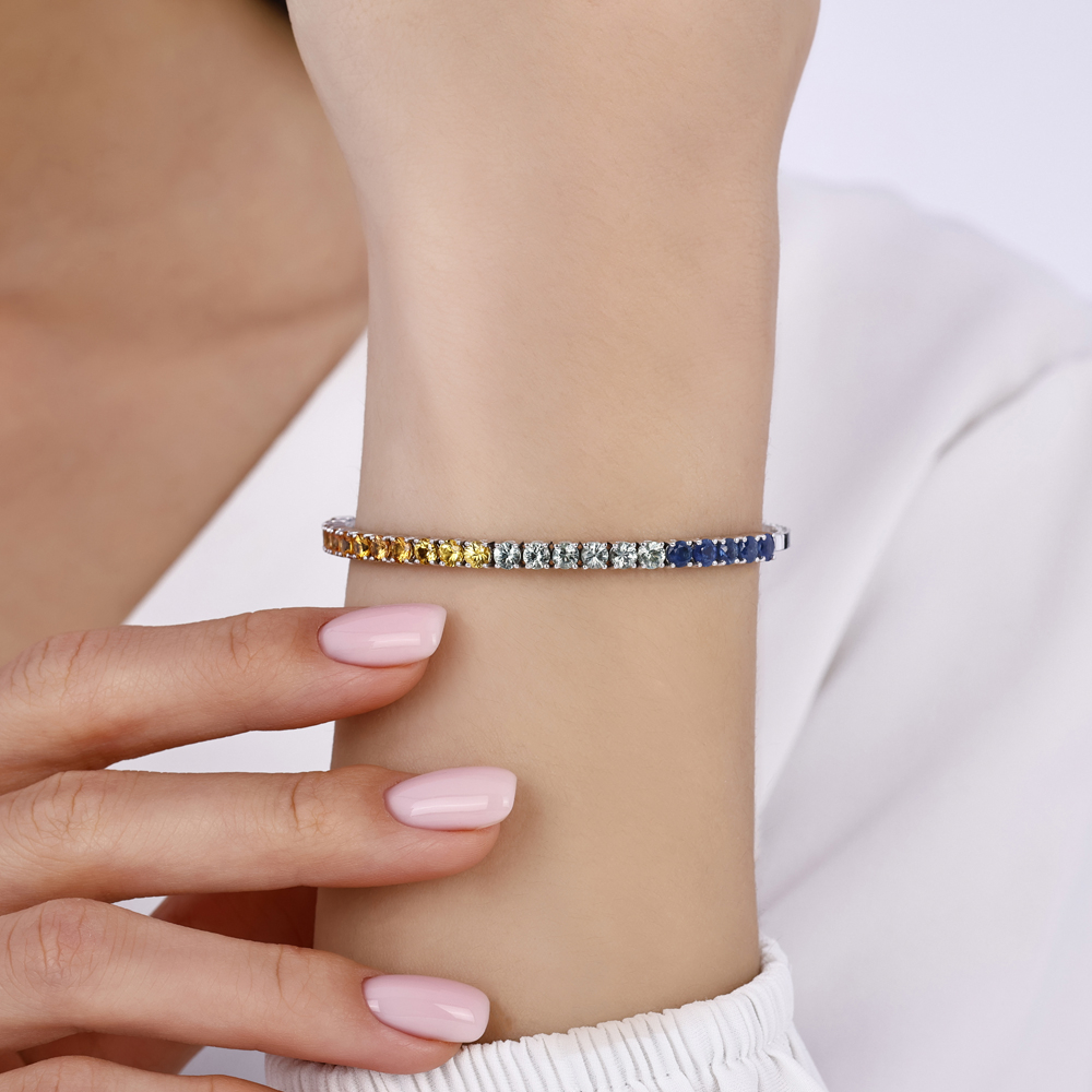 Renkli Safir Suyolu Bileklik