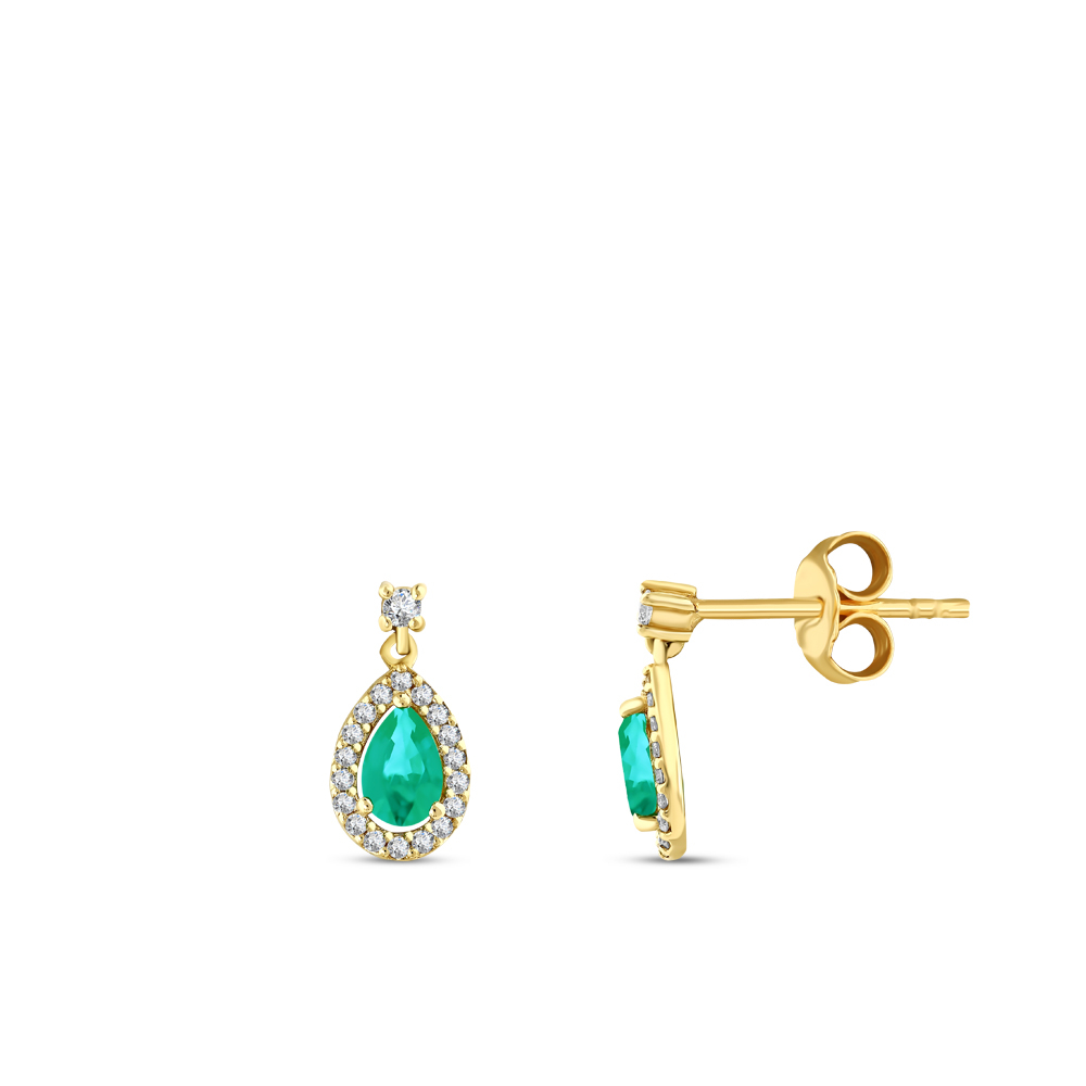 0.47 Karat Zümrüt Damla Küpe