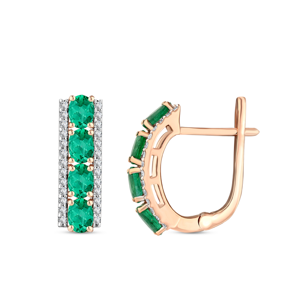 Pırlanta Zümrüt Halka Küpe