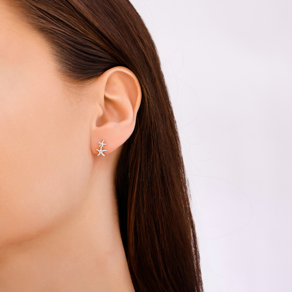 Pırlanta Deniz Yıldızı Küpe