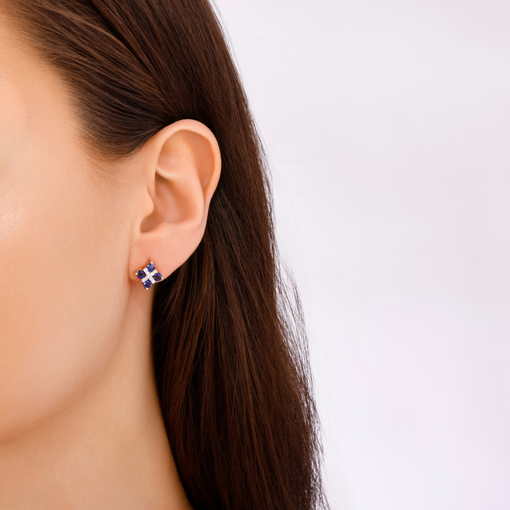 Safir Şans Pırlanta Küpe