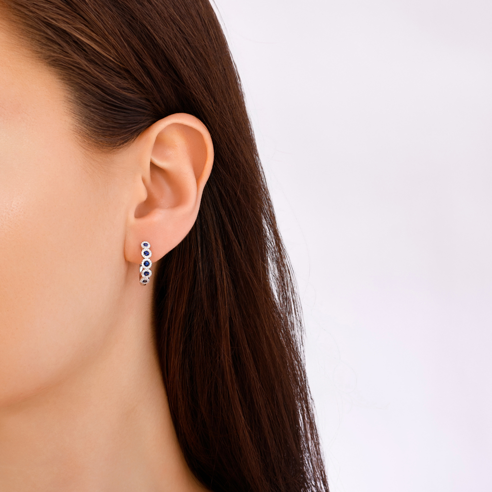 0.83 Karat Safir Pırlanta Küpe