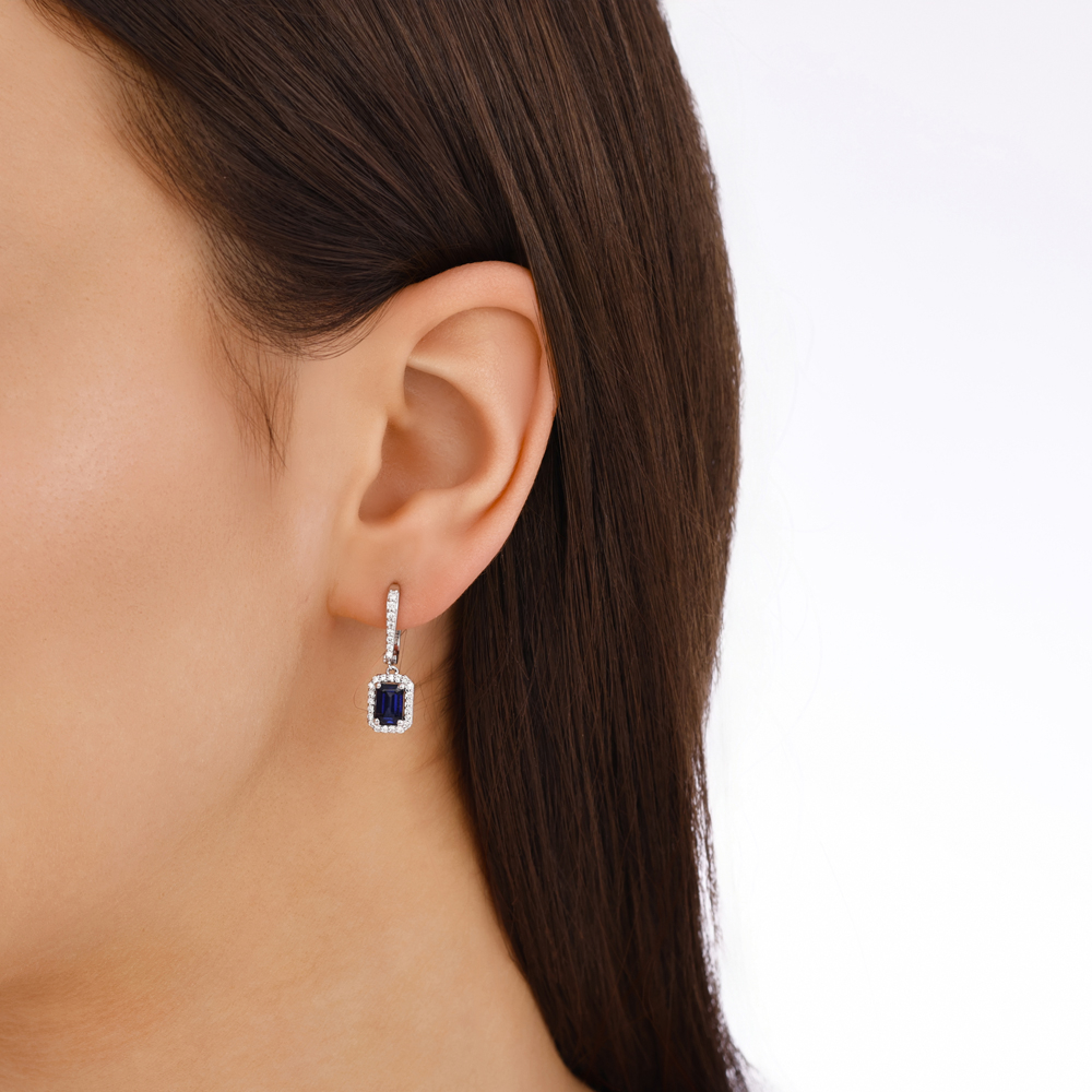 1.74 Karat Pırlanta Safir Küpe