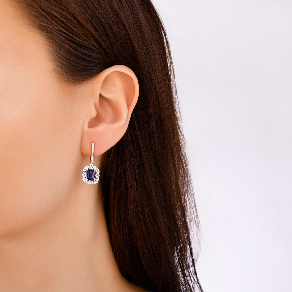 2.67 Karat Pırlanta Safir Küpe