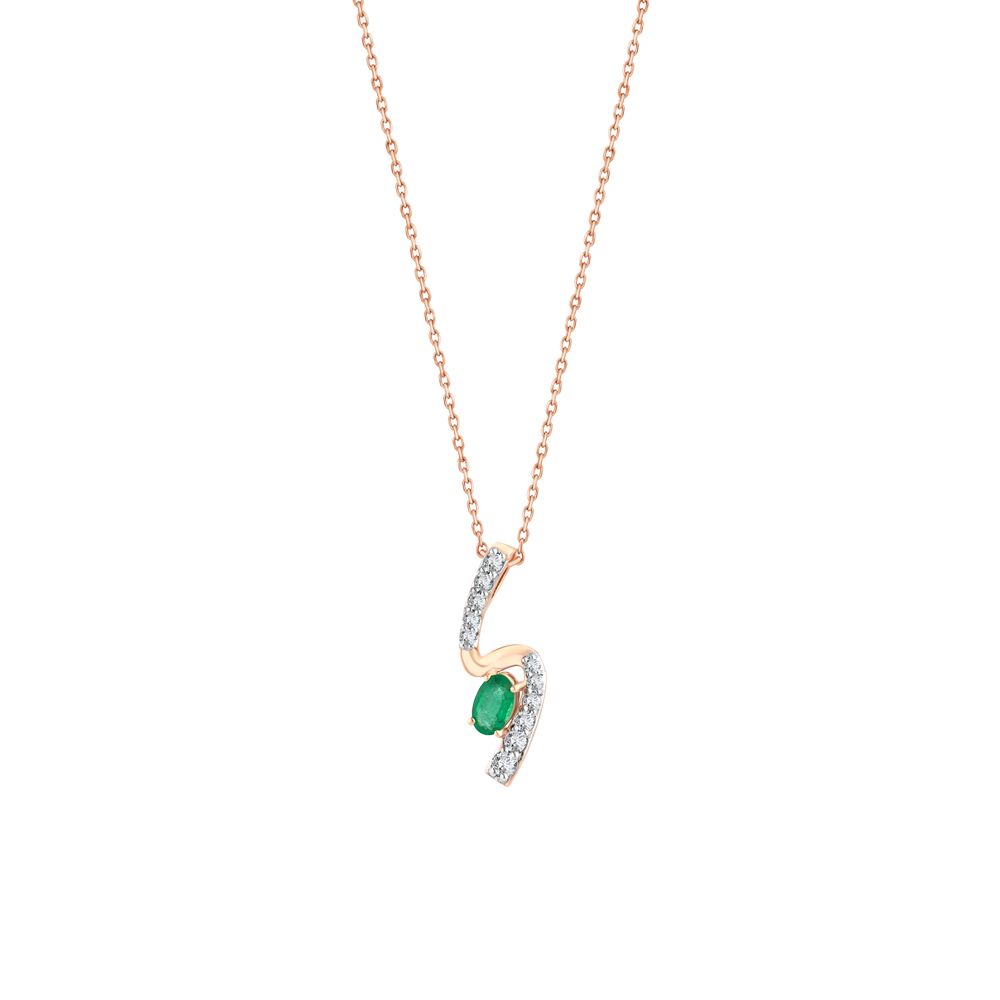 0.35 Karat Pırlanta Zümrüt Kolye