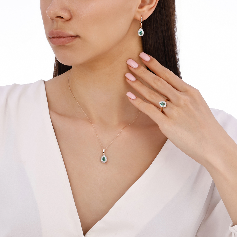 0.57 Karat Pırlanta Zümrüt Kolye