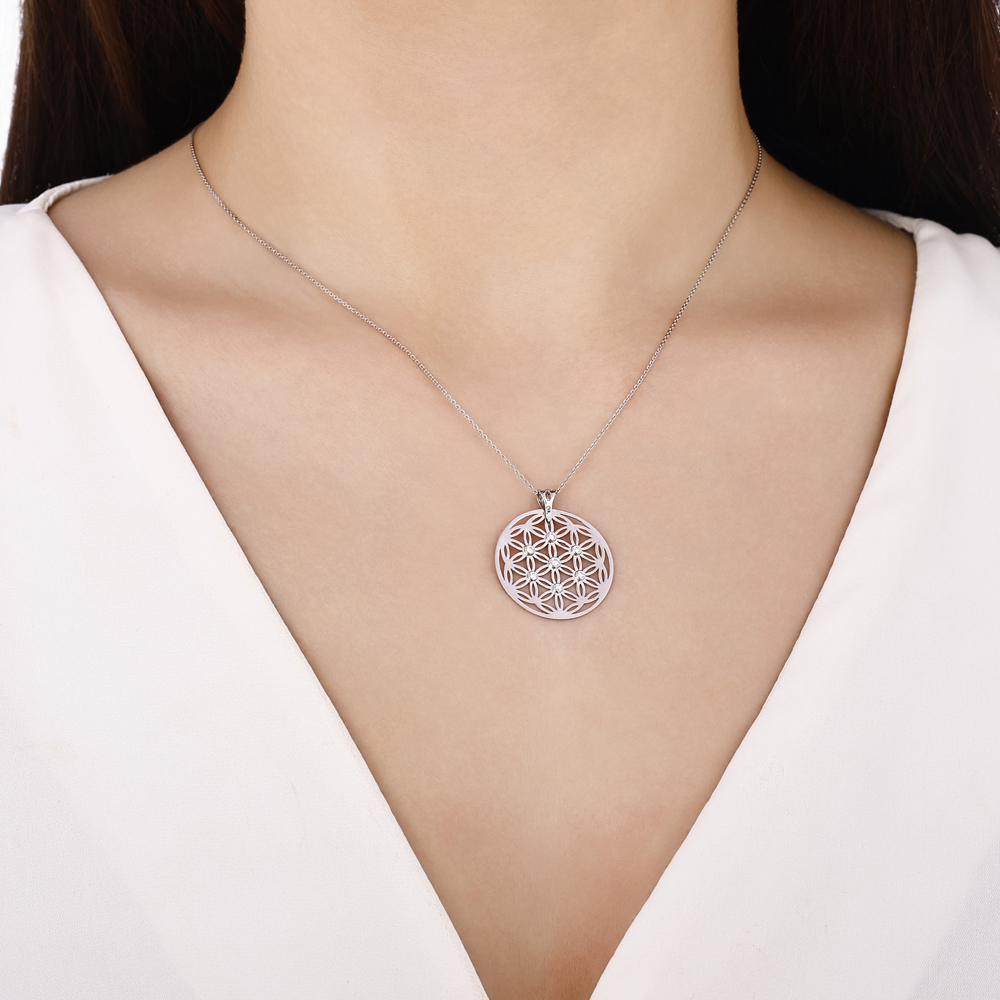 Pırlanta Yaşam Çiçeği Sembol Kolye