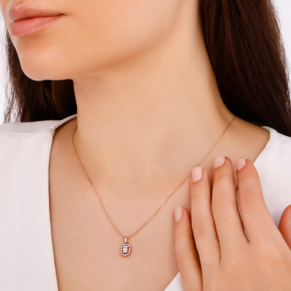 0.10 Karat Baget Pırlanta Kolye