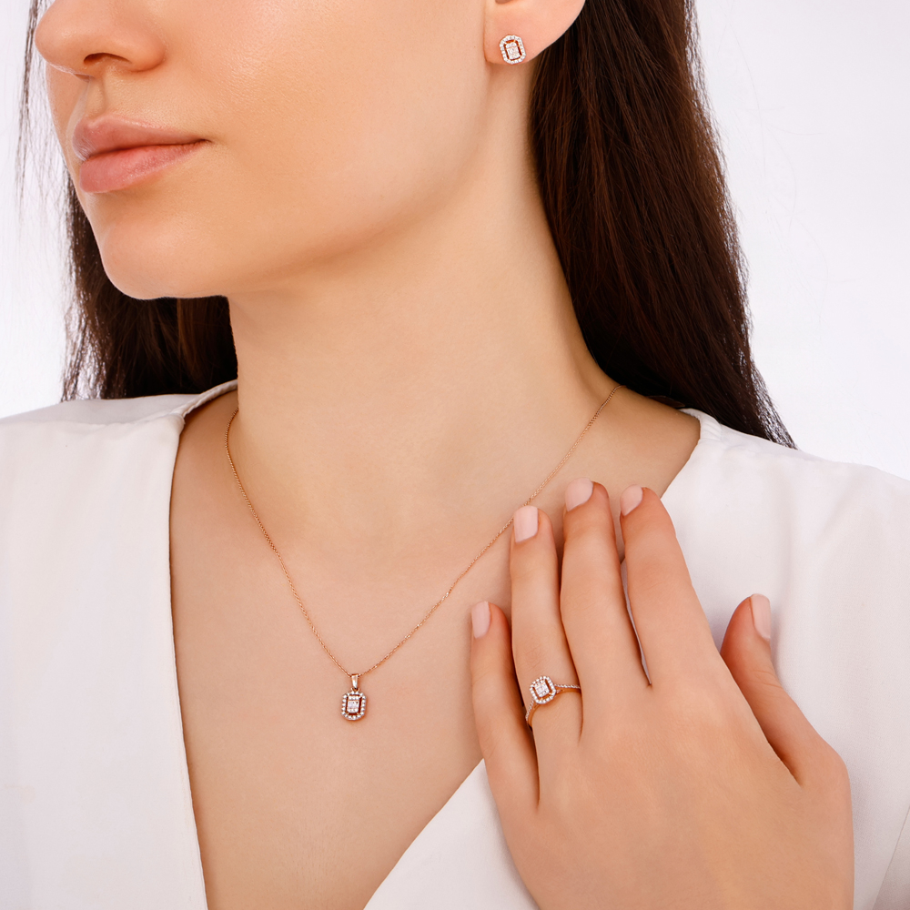 0.10 Karat Baget Pırlanta Kolye