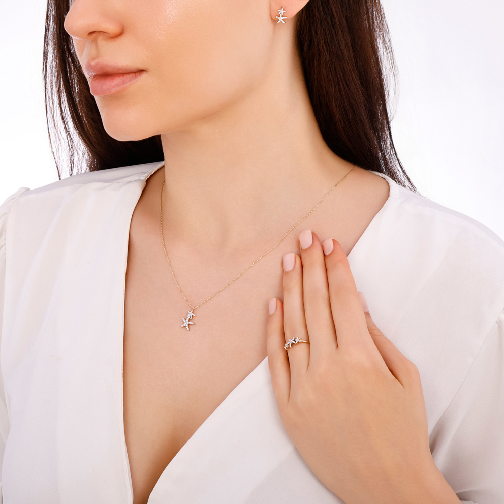 0.14 Karat Pırlanta Deniz Yıldızı Kolye