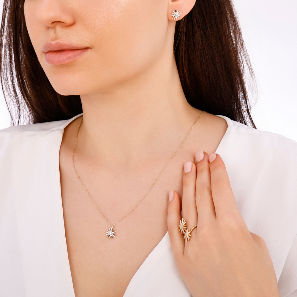 0.13 Karat Pırlanta Güneş Kolye